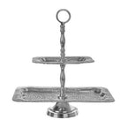 2 Tier Hammered Aluminium Cake Stand | Bailey
