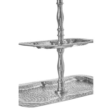 2 Tier Hammered Aluminium Cake Stand | Bailey
