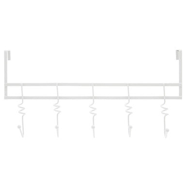 Over Door White Hanger with Five Swirl Hooks | Jaxen