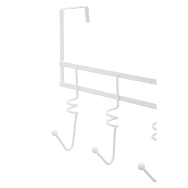 Over Door White Hanger with Five Swirl Hooks | Jaxen