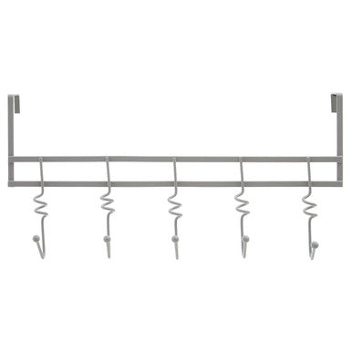Over Door Grey Hanger with Five Swirl Hooks | Jaxen