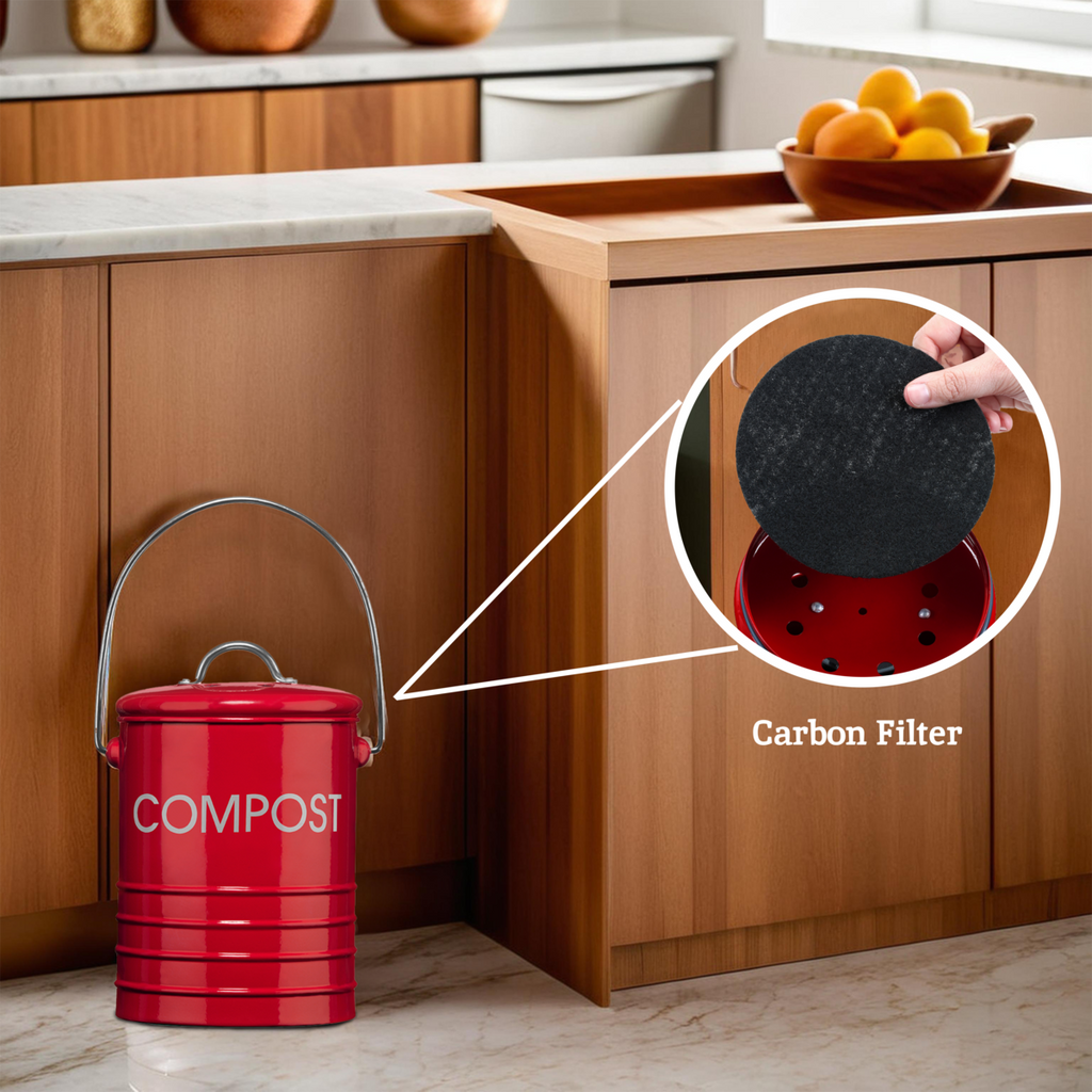 Red Compost Bin With Handle