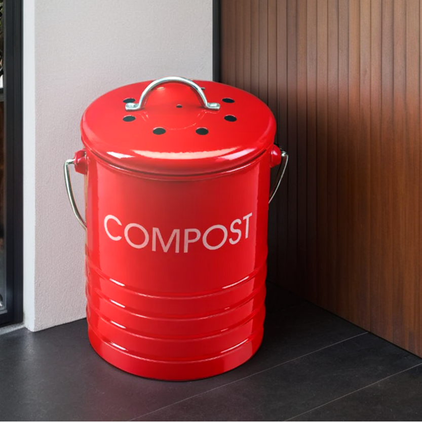 Red Compost Bin With Handle
