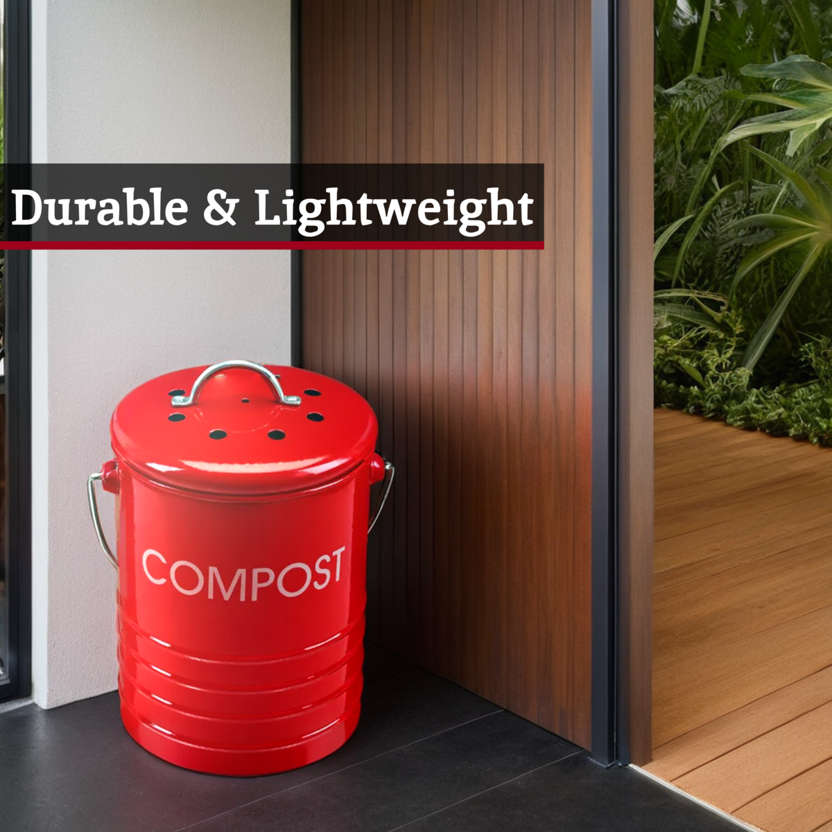 Red Compost Bin With Handle