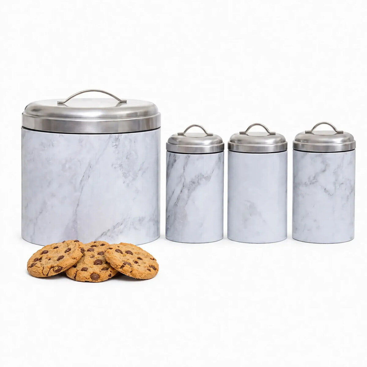 4 Piece Marble Effect Kitchen Storage Set | Easton