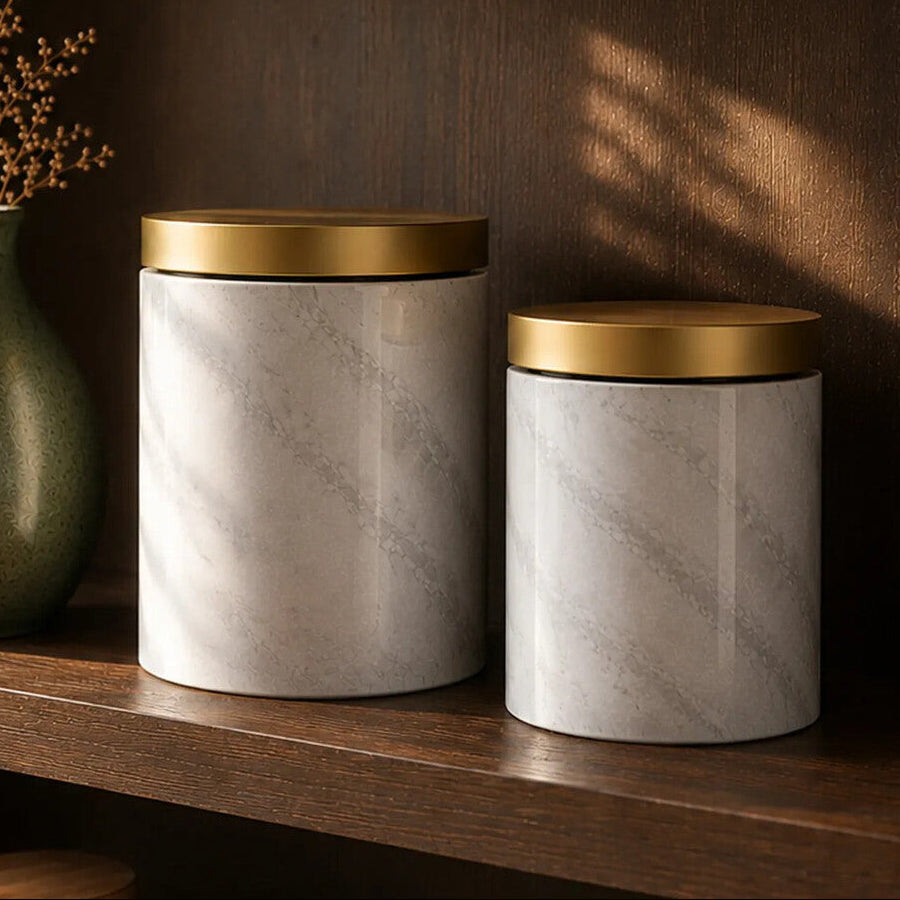 5 Piece Kitchen Storage Set in Marble Effect | Easton