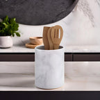 White Marble Effect Utensil Holder | Easton