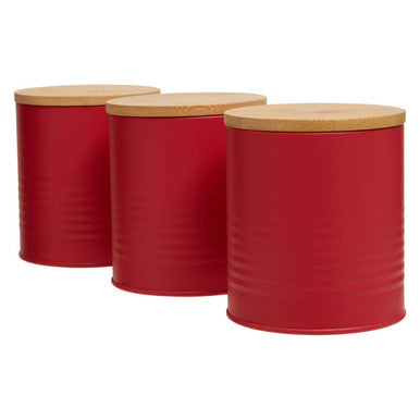Set Of Three Red Canisters | Alton