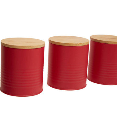 Set Of Three Red Canisters | Alton