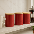 Set Of Three Red Canisters | Alton