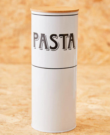 White Metal Pasta Canister | Grocer
