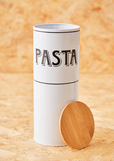 White Metal Pasta Canister | Grocer