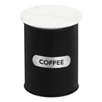 Black Enamel Coffee Canister with White Marble Lid | Liberty