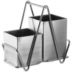 Stainless Steel 2 Compartment Silver Cutlery Caddy | Cutlery Caddy 2 Compartment