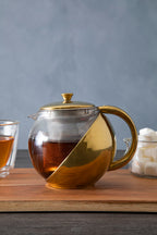 Fuso  Gold Finish Glass 600 ml Teapot With Infuser