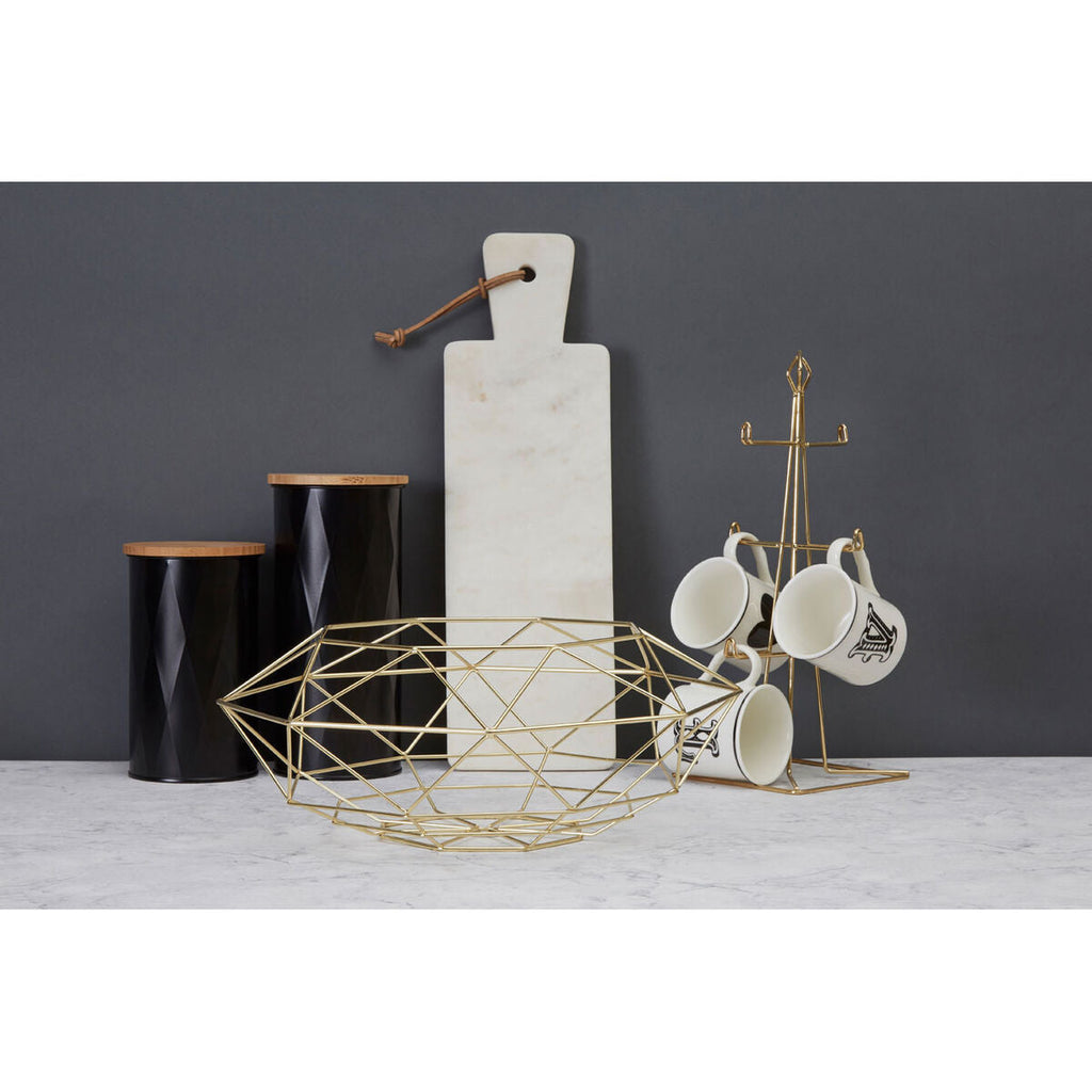 Gold Finish Wide Fruit Basket | Vertex
