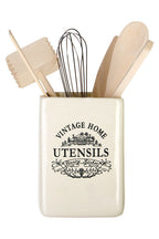 Cream Utensil Holder with 6 Utensils | Vintage Home