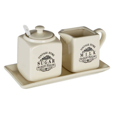Cream Square Sugar and Milk Set | Vintage Home