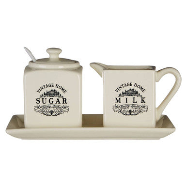 Cream Square Sugar and Milk Set | Vintage Home