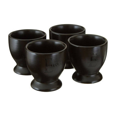 Set of Four Egg Cups | Black Text