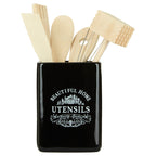 Black Utensil Holder with 6 Utensils | Vintage Home