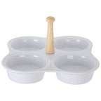 4 Section White Ceramic Snack Dish | Dela