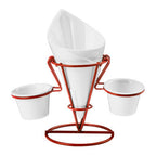 French Fry Cone with 2 Dip Dishes and Metal Stand | Hollywood