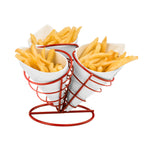 3 French Fry Cones with Red Metal Stand Set | Hollywood