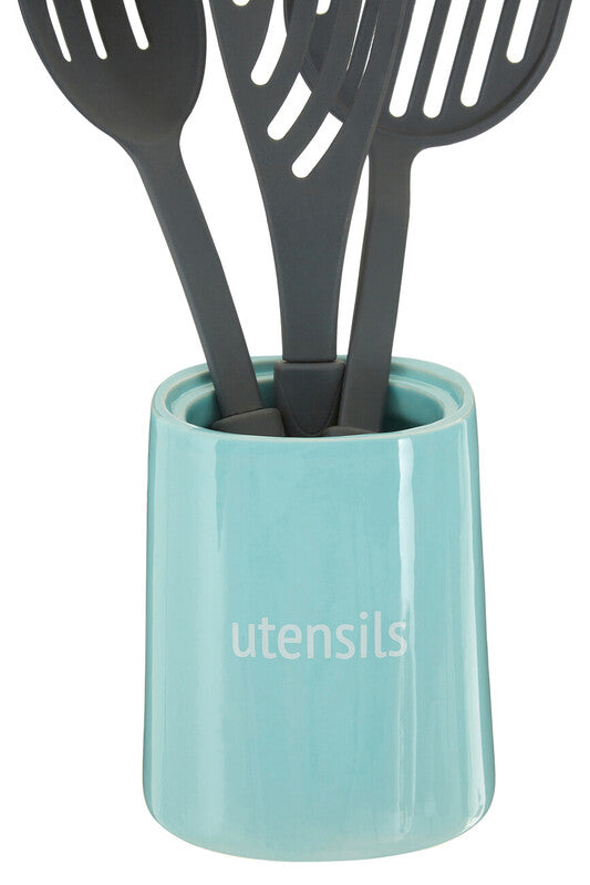 Blue Ceramic Utensil Holder | Fletcher