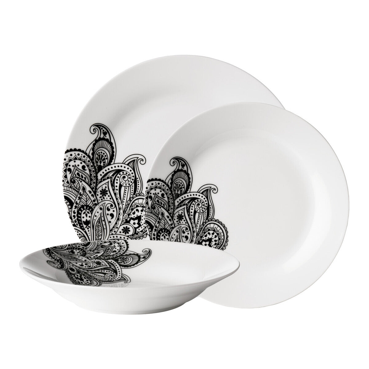 Prince 12 Piece Black Dinner Set | Avie