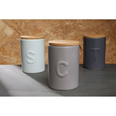 Light Grey Coffee Canister with Bamboo Lid | Fenwick