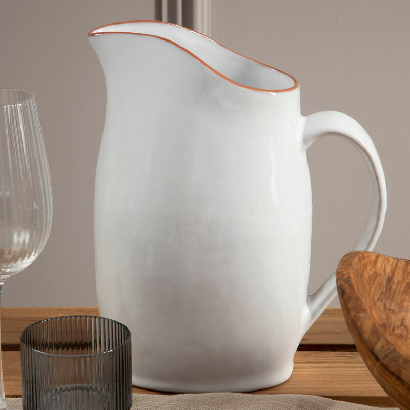 Terracotta White Glazed Pitcher | Calisto