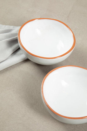 Terracotta Set of 2 White Glazed Mini Bowls | Calisto