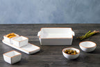 Terracotta Set of 3 Dip Bowls with Tray in White | Calisto