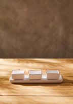 Terracotta Set of 3 Dip Bowls with Tray in White | Calisto
