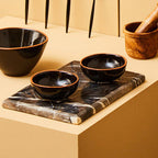 Black Glazed Terracotta Set of 2 Small Bowls | Calisto