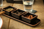 Terracotta Set of 3 Dip Bowls with Tray in Black | Calisto