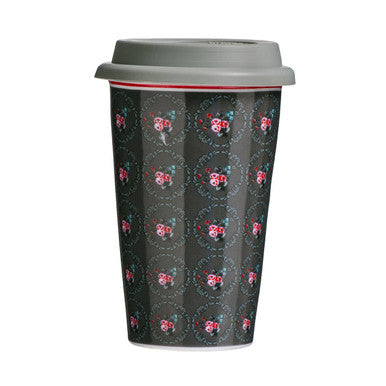 Ditsy Floral Ceramic Reusable Mug with Silicone Lid | Taza