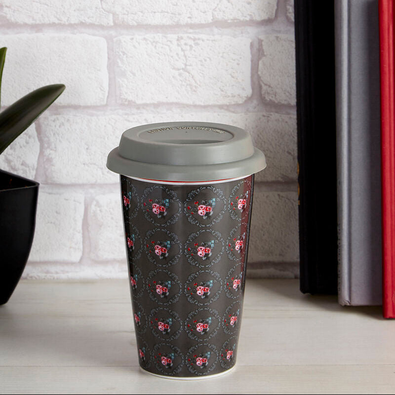 Ditsy Floral Ceramic Reusable Mug with Silicone Lid | Taza