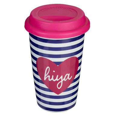 Hiya Ceramic Reusable Mug with Silicone Lid | Taza