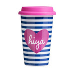 Hiya Ceramic Reusable Mug with Silicone Lid | Taza