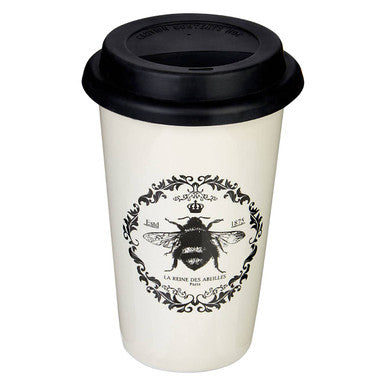 Queen Bee Ceramic Reusable Mug with Silicone Lid | Taza