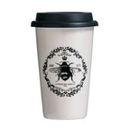 Queen Bee Ceramic Reusable Mug with Silicone Lid | Taza