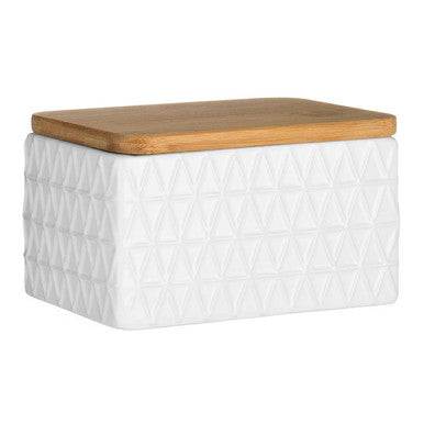White Butter Dish with Bamboo Lid | Geome