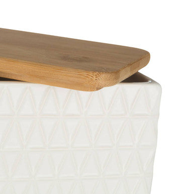 White Butter Dish with Bamboo Lid | Geome