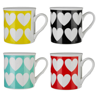 Set of Four Design Mugs | Heart