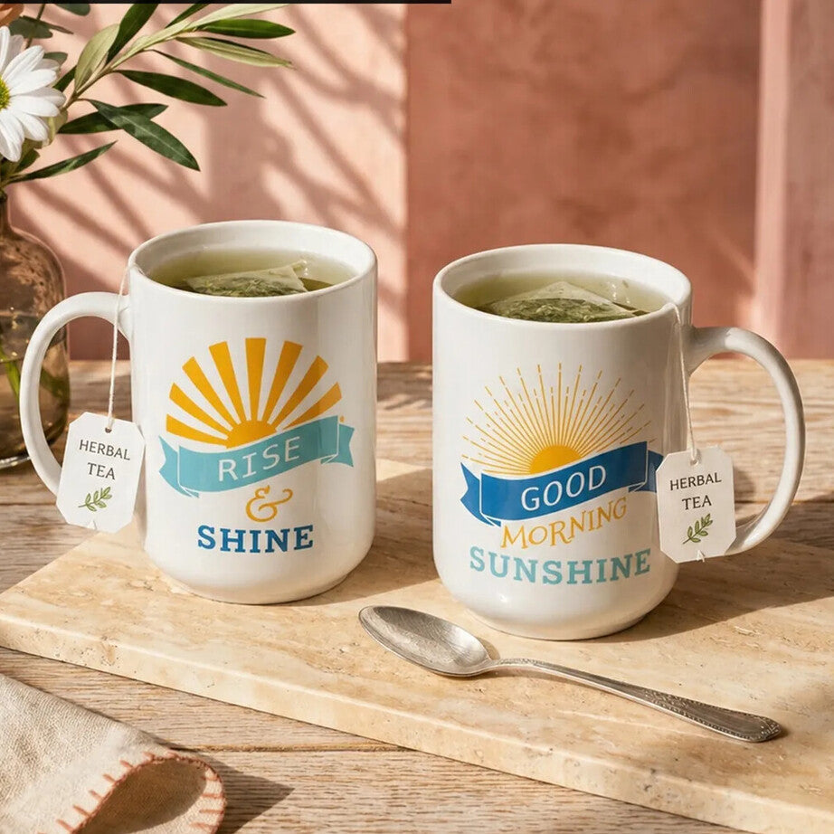 Set of Two Sunshine Mugs | New Bone China Mugs