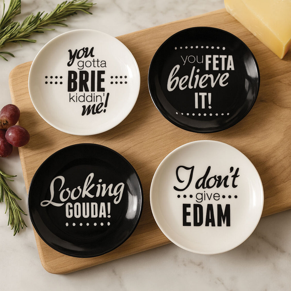 Set of Four Cheese Plates | Pun and Games
