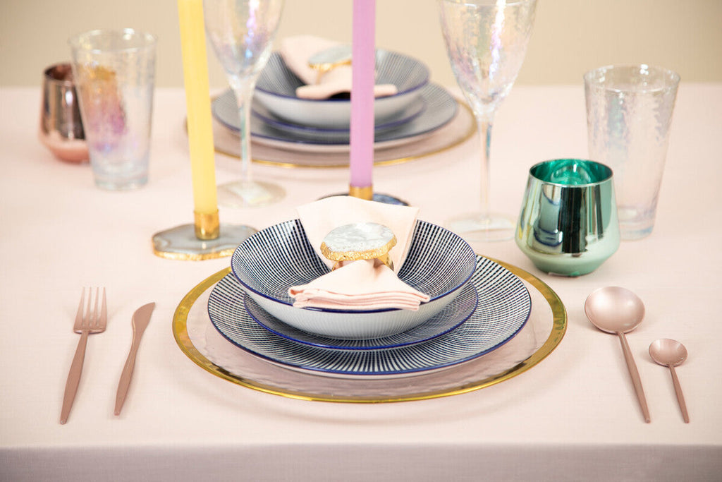 12 Piece Blue and White Dinner Set | Maya