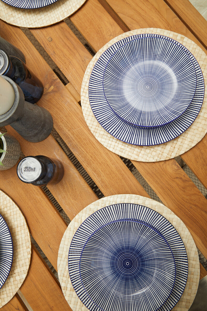 12 Piece Blue and White Dinner Set | Maya